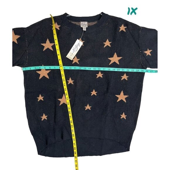 Como Vintage Black Pullover Star Design Sweater NWT Plus Sizes - Picture 11 of 13